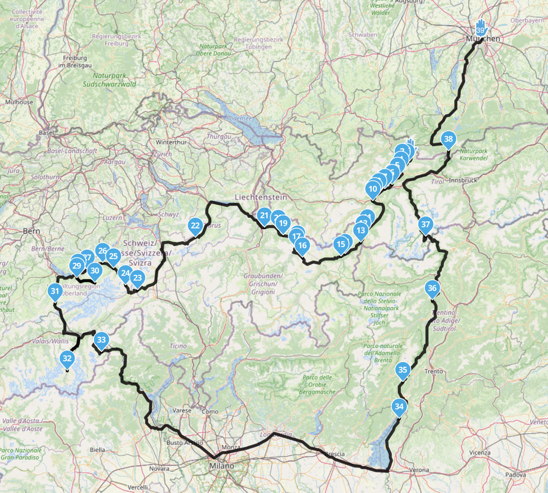 Grand Swiss Moto Tour Route Map